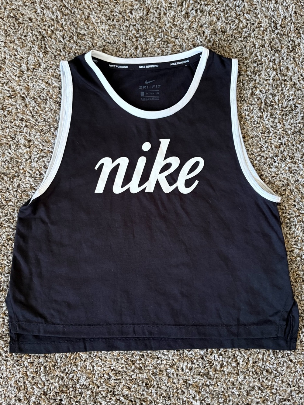 Nike Dri Fit Ladies Black Cropped Tank Top Sz XS